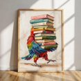 Parrot With Stack Of Books Poster, Bookish, Reading, Bookworm, Lover ...