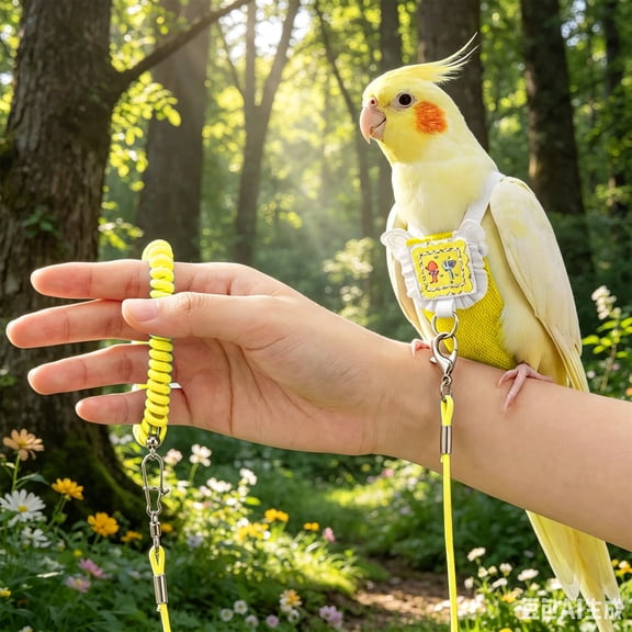 Parrot and Small Bird Diaper Poop Pouch - Breathable Soft Material, Leak-Proof Training Diaper for Parakeet, Sun Conure, Budgie Yellow