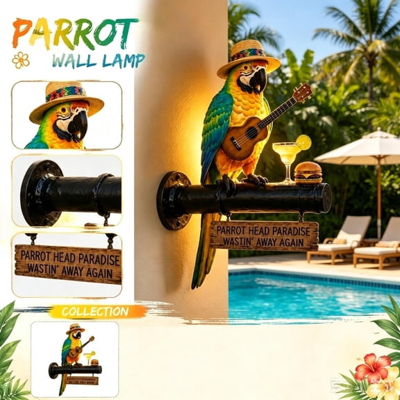 Parrot wall lamp, Easy Install Wall Mounted Ornament with Battery-Powered Warm LED, Zero-Hassle Setup for Any Indoor Corner.