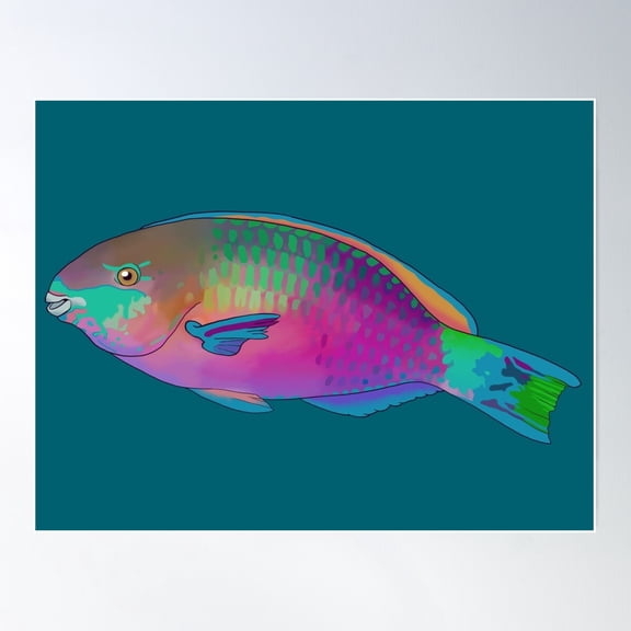 Parrotfish! Poster Wall Art, Modern Wall Decor For Living Room Bedroom, 16x24 UNFRAMED