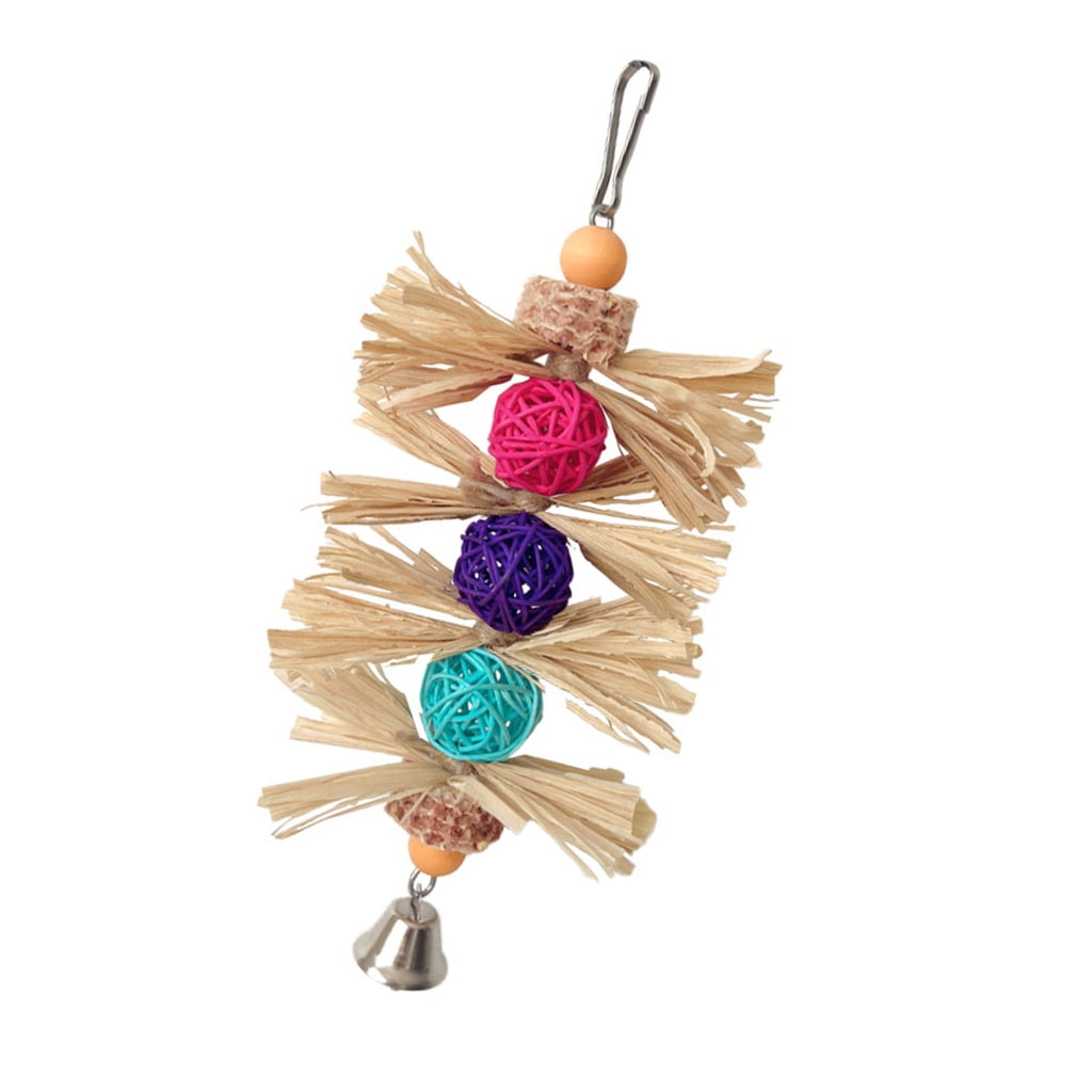 Picture of Parrots Enrichment Toy Sphere Chew for Cage Biting Safe Braided Corn ...