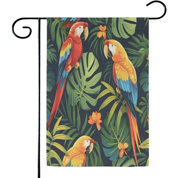 Parrots Fern Leaves Garden Flags 12x18 Double Sided Yard Flags for Outside Vertical Outdoor Flag for Holiday Garden Yard Decoration