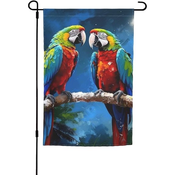 Parrots Garden Flag 12x18 Inch Double Sided Vivid Color Fade Resistant Small Yard Flag for Indoor Outdoor Holiday Decor