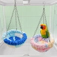 thumbnail image 1 of Parrots Hanging Nest Small Bird Hammock Warm Cotton Plush Woven Shelter 32x17cm Multicolor Thickened Cozy Cage Resting Space Winter Cold Proof, 1 of 6