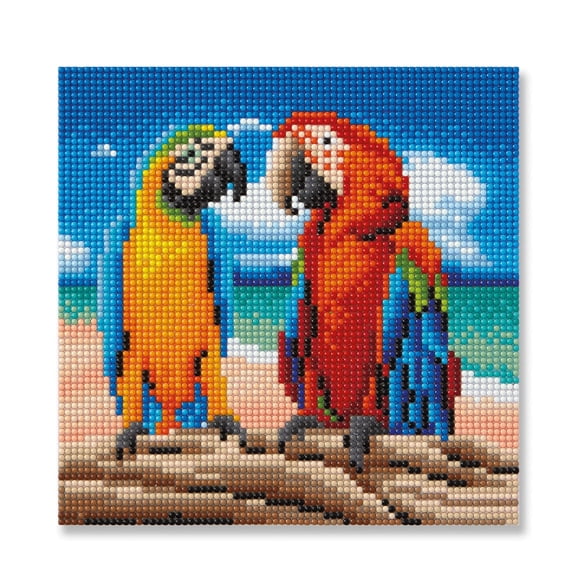 Parrots Painting Diamond Art Kit by Make Market â€“ Full Drill with Gems & Tools - 8" x 8" Canvas - 6 Pack