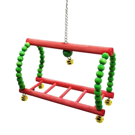 Parrots Stand Perch Parakeets Ladder W/with Bells for Small Bird Finches