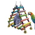 thumbnail image 1 of Parrots Toys Bird Swing Climbing Hanging Ladder Bridge Wooden Rainbow Pet Parrot Macaw Hammock Bird Toy with Bell, 1 of 6