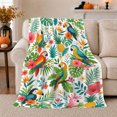 thumbnail image 1 of Tropical Birds Among Green Leaves Flowers And Pineapples for Tropical Bird Lovers, Cheerful Cartoon Home Decor for Living Room and Sunroom, Housewarming Gift with Cozy Flannel Blanket, 1 of 6