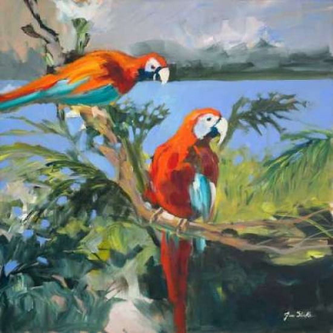 Parrots at Bay II Canvas Art - Jane Slivka (24 x 24)