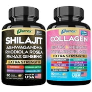Parrox Adaptogen & Beauty Bundle   Rhodiola, Panax Ginseng, Ashwagandha, Cordyceps, Turmeric, Collagen, Biotin, Keratin, MSM, Hyaluronic Acid, Zinc, Quercetin, Vitamin C, A & E, Folate, Magnesium