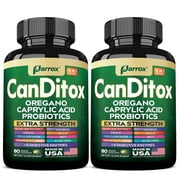 Parrox CanDitox Capsules, Oregano, Caprylic Acid, Garlic, Olive Leaf, Psyllium Husk, Licorice, Probiotics, Inulin, Aloe Vera, MCT Oil, Grapefruit Seed, Digestive Enzymes, Bromelain, Lipase 2 Pack
