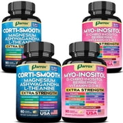 Parrox Cortisol & Myo-Inositol Supplement Bundle, Soothe & Smooth Bundle, Cortisol Balance, GABA, Magnesium, Ashwagandha, L-Theanine, D-Chiro Inositol, Folate, Berberine, Chasteberry, Zinc 2 Pack