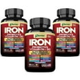 thumbnail image 1 of Parrox Iron Supplement with Slow Release Iron, Probiotics, Spirulina, Turmeric, Vitamin B6, B12, C, Zinc, Folate, Beetroot, Nettle Leaf, Dandelion Root,Black Pepper, Extra Strength 60 Capsules 3 Pack, 1 of 8
