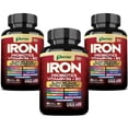 thumbnail image 1 of Parrox Iron Supplement with Slow Release Iron, Probiotics, Spirulina, Turmeric, Vitamin B6, B12, C, Zinc, Folate, Beetroot, Nettle Leaf, Dandelion Root,Black Pepper, Extra Strength 60 Capsules 3 Pack, 1 of 8