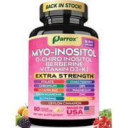 Parrox Myo-Inositol Supplement, Berberine, D-Chiro Inositol, Folate, Chromium, Vitamin D3, DIM, Chasteberry, Ashwagandha, Ceylon Cinnamon, Vitamin K2, Zinc, Magnesium, Bioperine, B12 90 Capsules
