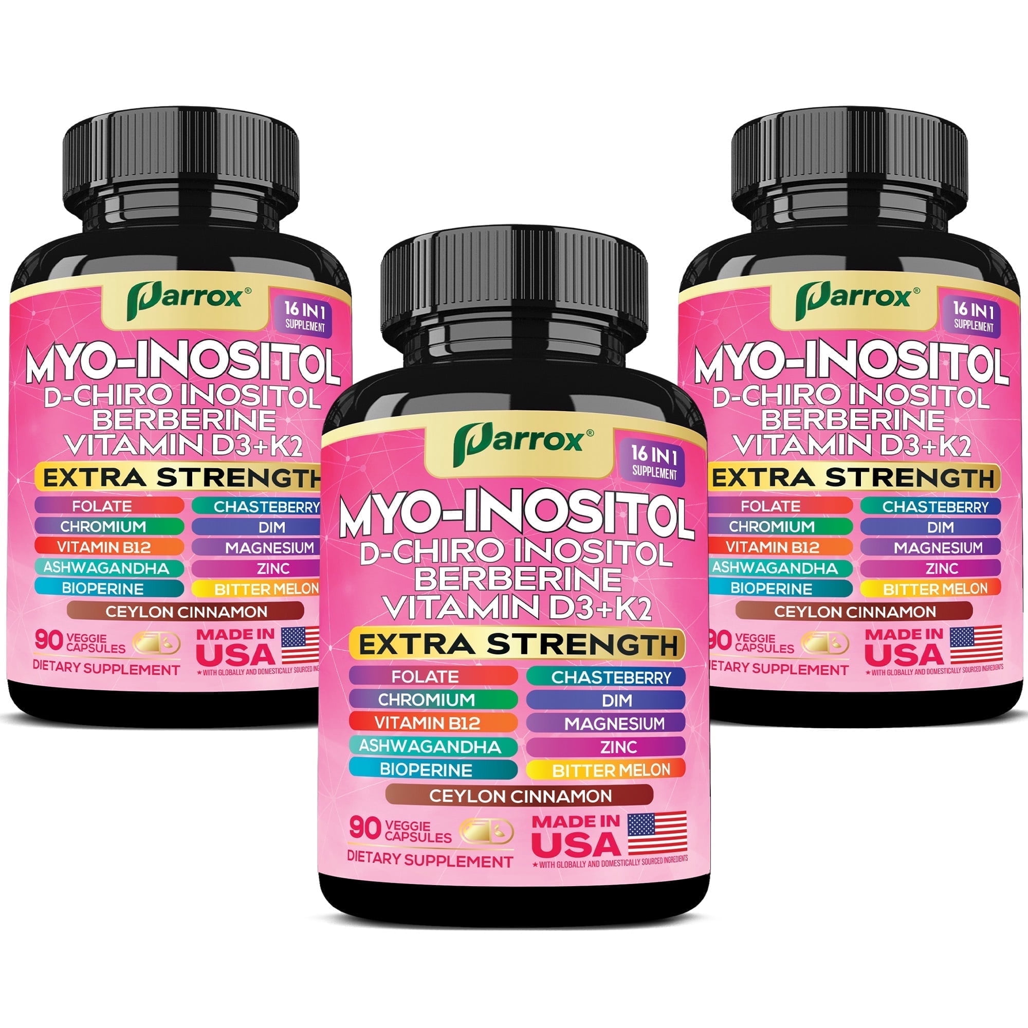 Parrox Myo-Inositol Supplement, Berberine, D-Chiro Inositol