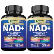 Parrox NAD+ Supplement with Vitamin B3 & B12, Magnesium, Resveratrol, Niacinamide, Turmeric, Ashwagandha, Lion s Mane, Black Pepper Extract, Liposomal NAD, 10-in-1 Extra Strength 2 Pack