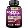 thumbnail image 1 of Parrox Saffron Supplement with Glucomannan, Ashwagandha, Green Tea Extract, Zeaxanthin & Lutein, Vision Support & Daily Wellness Formula, Extra Strength Plant-Based Capsules, 2 Month Supply (60 Caps), 1 of 7