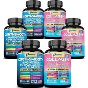 Parrox Shining Serenity Set 3-Pack, Ashwagandha & Magnesium Botanical Blend + Multi-Type Collagen I, II, III, V, X with Biotin, Hyaluronic Acid & Keratin, 6 Bottles Total
