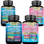 Parrox Shining Serenity Set 2-Pack, Ashwagandha & Magnesium Botanical Blend + Multi-Type Collagen I, II, III, V, X with Biotin, Hyaluronic Acid & Keratin, 4 Bottles Total