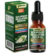 Parrox Soursop Seamoss Senna Liquid Drops with Moringa, Black Cumin Seed & Ashwagandha Root Extract, 6 in 1 Extra Strength Formula for Daily Wellness Support, Mixed Berry Flavor, 60 Servings