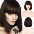 thumbnail image 1 of No Author Parrucche Short Bob Wig con frangia per le donne Synthetic Bob Parrucche Arancia Nero, 1 of 6