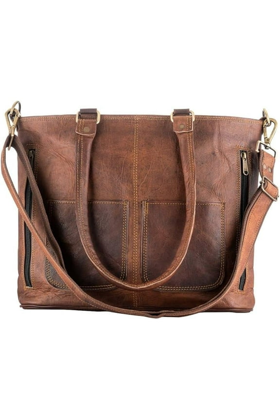 Women's Leather Tote Cross Body Handbag, 1-Piece, Brown