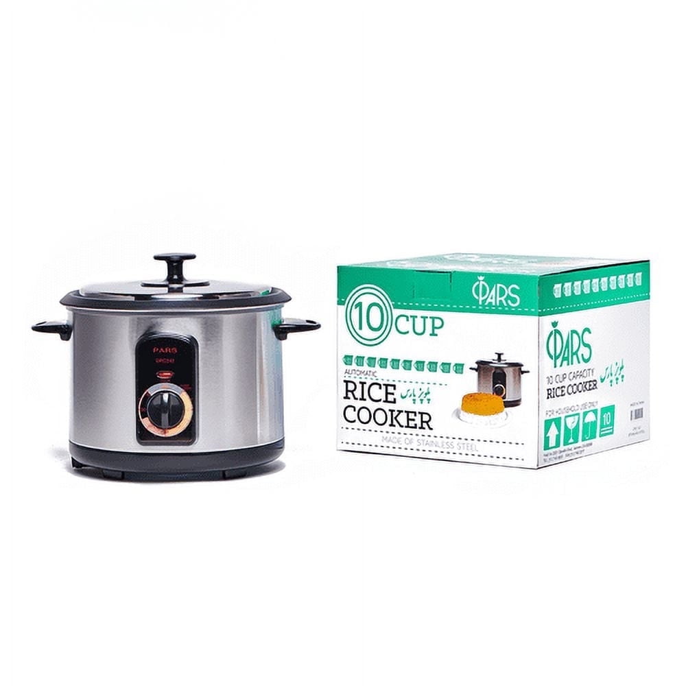 Pars DRC240 Persian 10 Cup Stainless Steel Automatic Steamed Rice Cooker, Silver