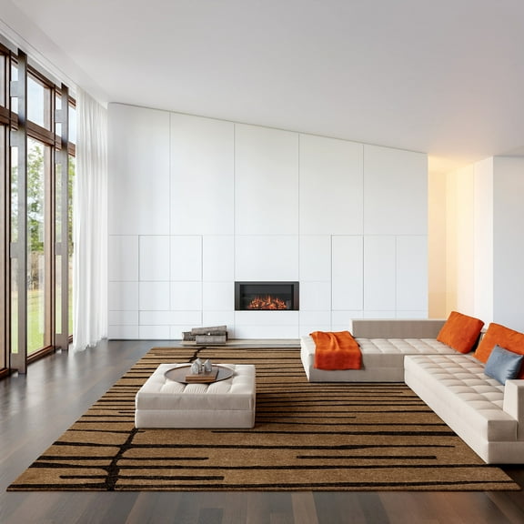 Parsa Striped Wool Area Rug, 4' x 6', Parsa Brown