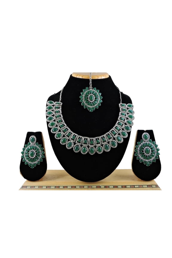 Exquisite Indian Bollywood Wedding & Bridal Wear Silver Plated Women's Kundan Jewelry Choker Necklace Set