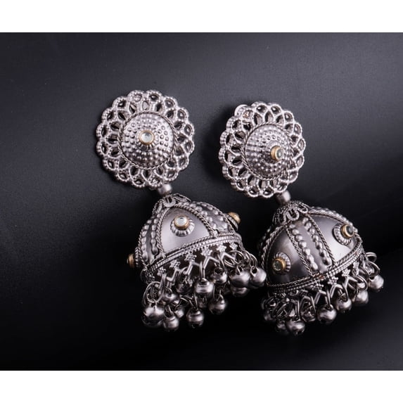 Parshwa Creations Indian Black Oxidised Light weight Alloy Jhumki Earring For Women,Party, Wedding, and Festive Occasions