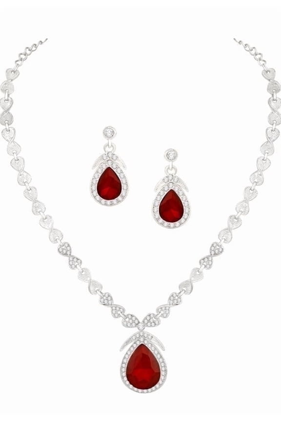 Indian Women's Jewelry Set, Silver Plated Rhinestone Crystal Drop Prom Party Accessories Wedding Bride Earrings Necklace Set