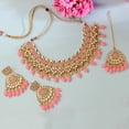 thumbnail image 1 of Parshwa Creations Women's Indian Gold Plated Jewelry Set, Bollywood Style Necklace Earrings Rhinestone Kundan Jewelry, Jewelry Set For Party, Wedding, Engagement & Festive Occasions, 1 of 6