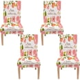thumbnail image 1 of Parson Chair Covers Stretch Washable Plaid Spring Wildflowers Dining Chair Slipcovers Pink Spandex Removable Chair Protectors Covers for Banquet Ceremony Wedding,Set of 4, 1 of 6