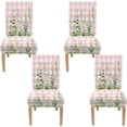 thumbnail image 1 of Parson Chair Covers Stretch Washable Plaid Spring Wildflowers Dining Chair Slipcovers Pink Spandex Removable Chair Protectors Covers for Banquet Ceremony Wedding,Set of 4, 1 of 6