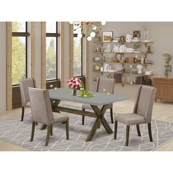 Parson Dining Chairs and Rectangular Table Set-Color:Dark Khaki,Material:Linen