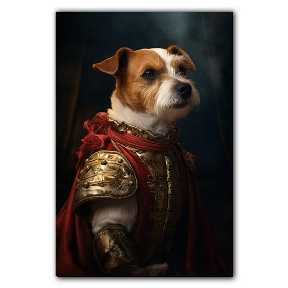 Parson Russell Terrier Art - Dog Art - Gift for Men, Women & Animal Lover - Canvas Master Aristocratic Dog Canvas - Renaissance Print- Funny Decor for Living Room, Bedroom or Kid's Room