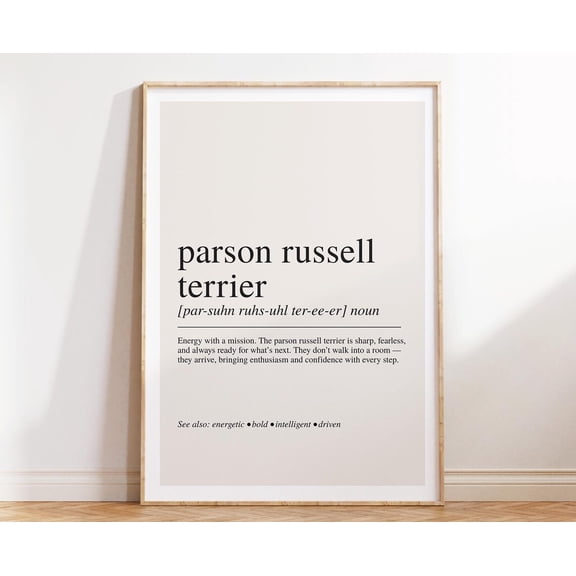 Parson Russell Terrier Definition Wall Art Print, Unframed Paper Poster 16x20in