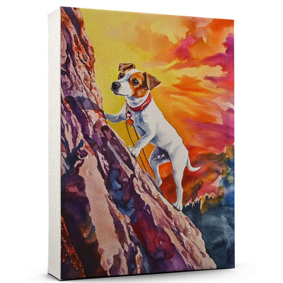 Parson Russell Terrier Dog Playing Climbing Wall Canvas – Parson Russell Terrier Canvas Art for Dog Lovers, Climbing Canvas and Unique Room Decor