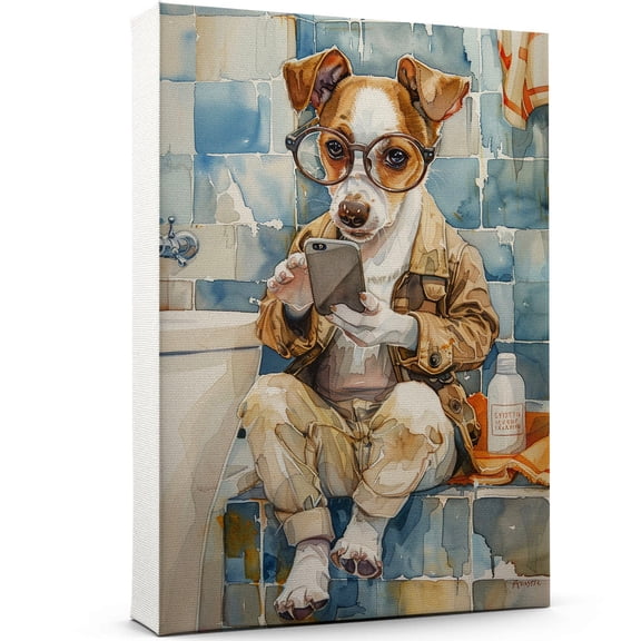 Parson Russell Terrier Dog Poster Print Bathroom Decor - Parson Russell Terrier Dog Canvas Wall Art For Bedroom Decor - Kids Bathroom Decor - Dog Decor