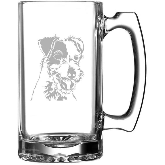Parson Russell Terrier Dog Themed Etched 25oz Beer Mug
