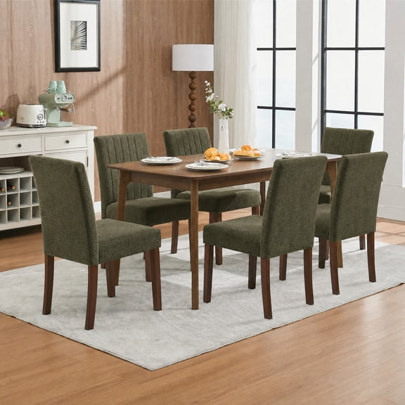 Parsons Button Tufted Dining Chairs Set of 2 - Upholstered Fabric Kitchen Chairs with Wood Legs & Padded Seats-green