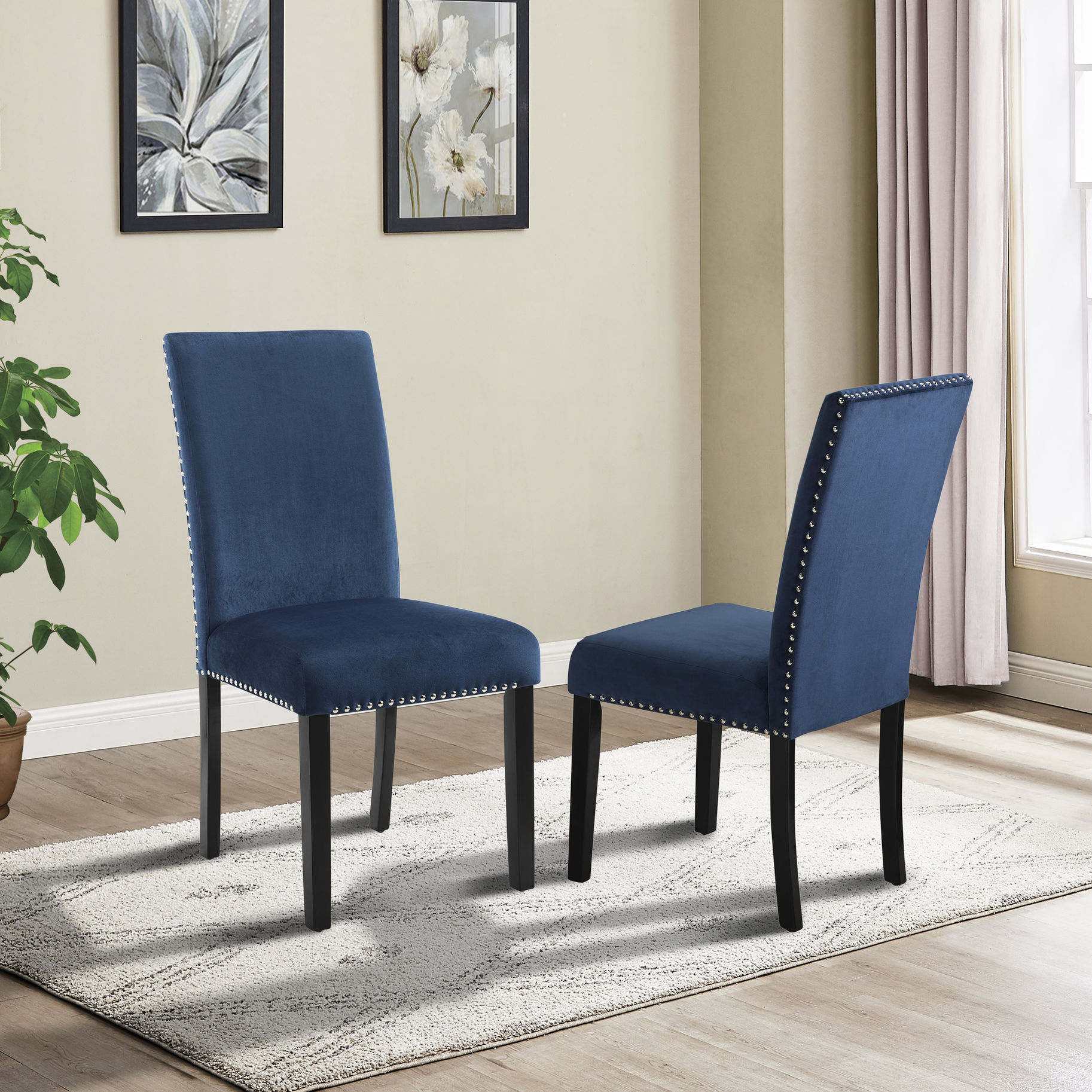 Parsons Design - Attractive Nailhead Trim - Dining Space - Two Blue ...