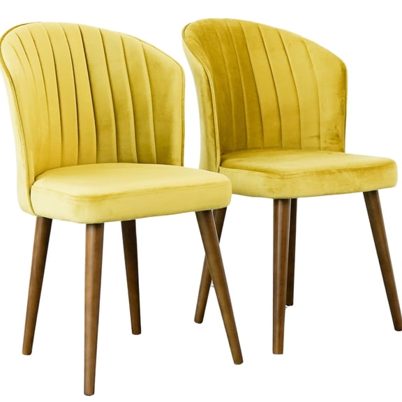 Parsons Dining Chair Pair in Gold | No Assembly Needed, Good for Home Use | Durable Velvet and Solid Wood | Excellent Back Support