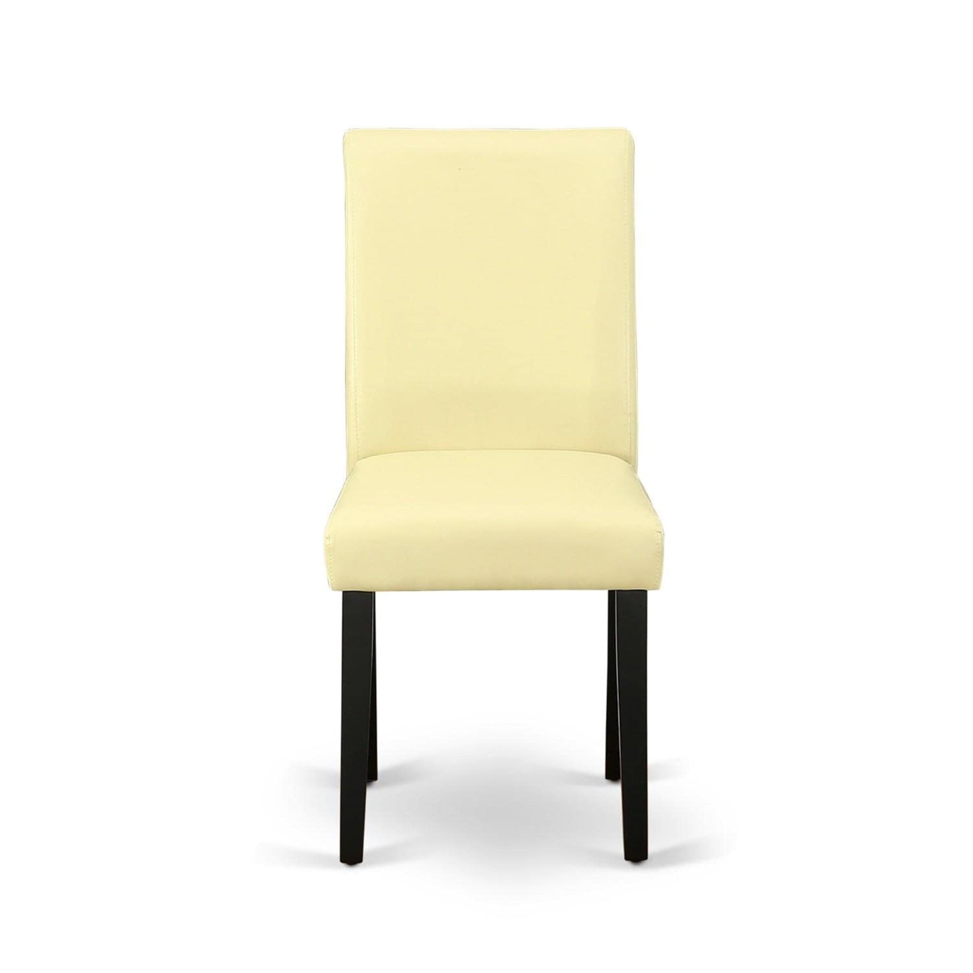 Eggnog Faux Leather Parsons Side Chair Set with Black Wood Legs