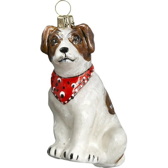 Parsons Jack Russell Terrier Bandana Dog Polish Glass Christmas Ornament