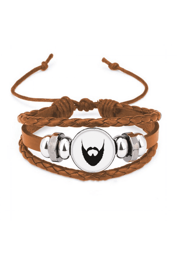 Part Beard Man Expression Bracelet Wristband Leather Jewelry Ornament
