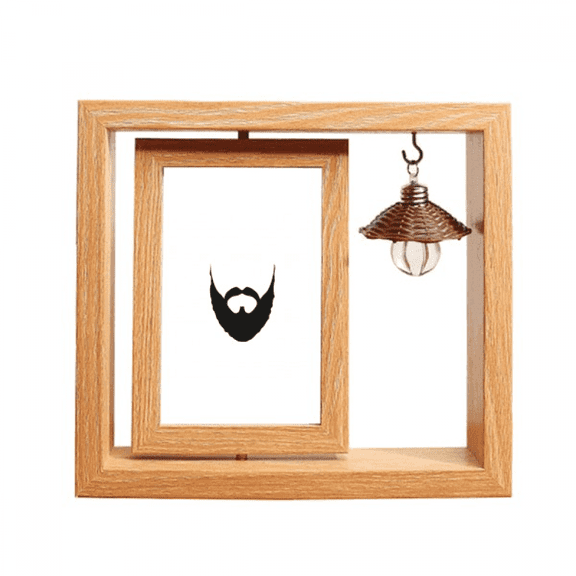 Part Beard Man Expression Wooden Rotating Picture Photo Frame 4x6