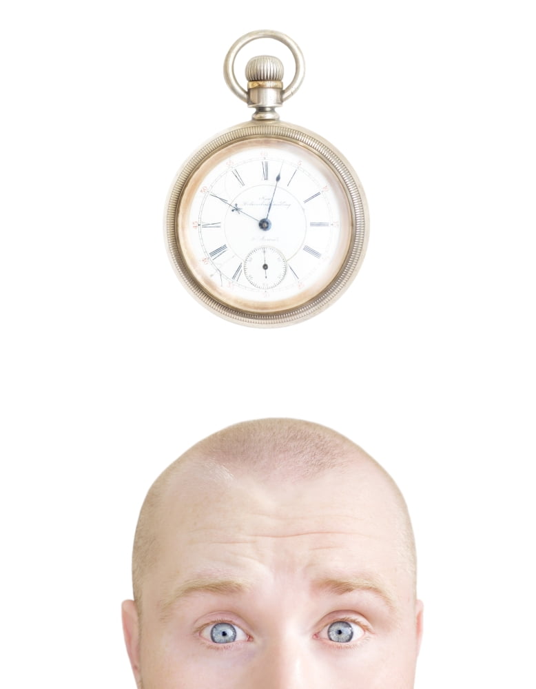 Part Of A Mans Head And A Stop Watch Canvas Art - Chris and Kate Knorr Design Pics (13 x 17)
