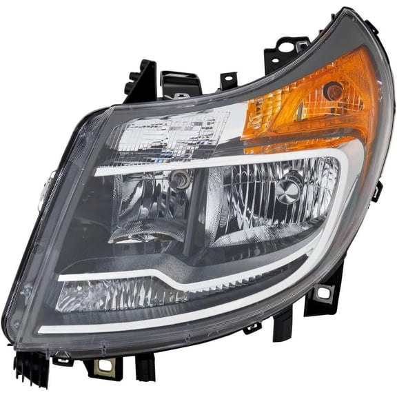 Part Synergy Replacement for Driver Side Replacement Headlight Plastic Black/chrome housing, clear lens